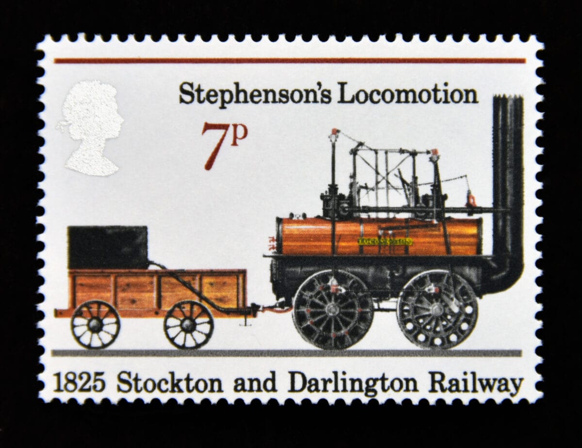Postage stamp for the 150th anniversary of the Stockton and Darlington Railway