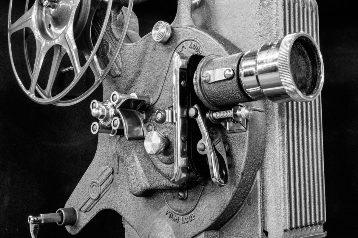 A photograph of a film projector