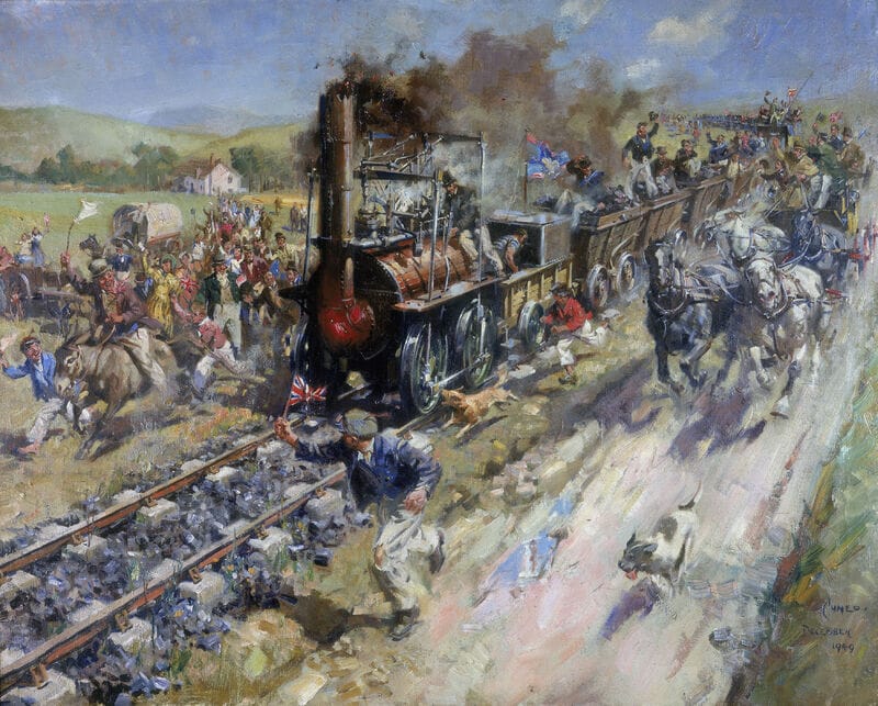 The Opening of the Stockton & Darlington Railway, 1825, by Terence Cuneo