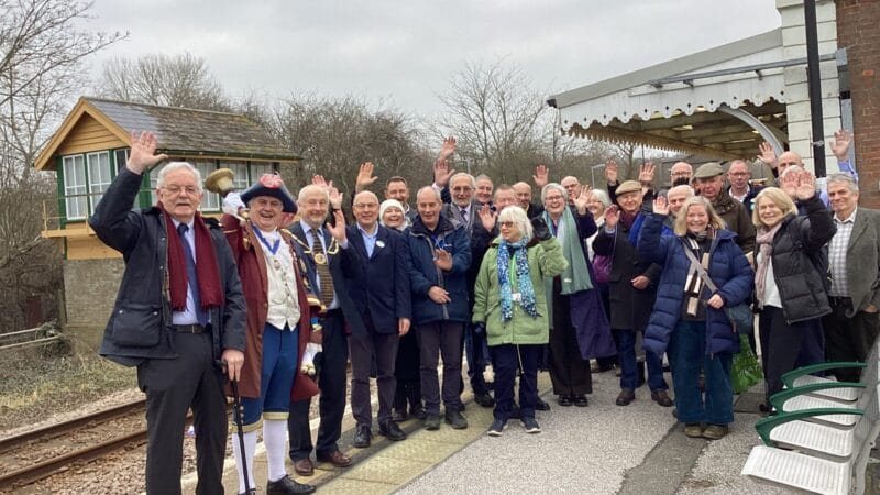 Marshlink anniversary group photo on platform