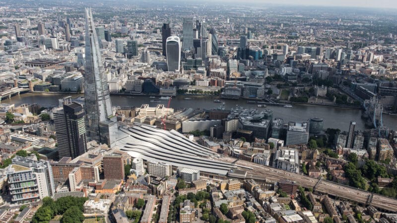 An aerial photo of London