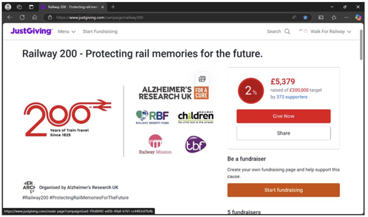 Justgiving page