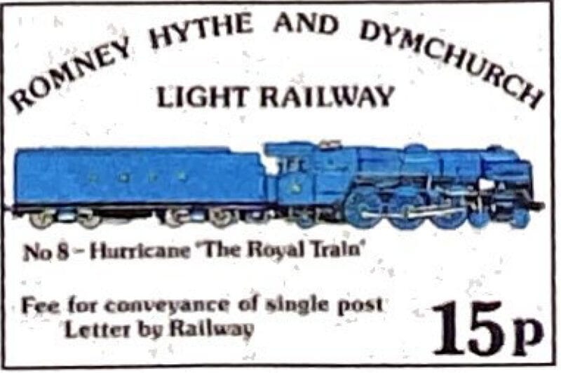 A modern Railway Letter stamp issued by the Romney, Hythe and Dymchurch Railway in 1982