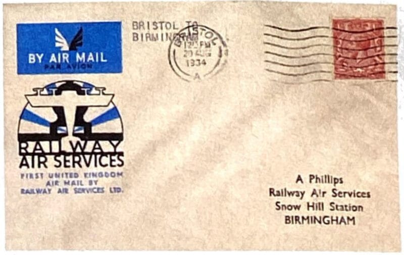 Railway Air Services cover from 1934