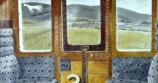 Foto: Aberdeen Art Gallery & Museums Train Landscape, watercolour on paper (collage) by Eric Ravilious (1903-1942). Image credit: Aberdeen Art Gallery & Museums