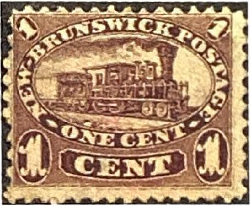 The first stamp to show a locomotive