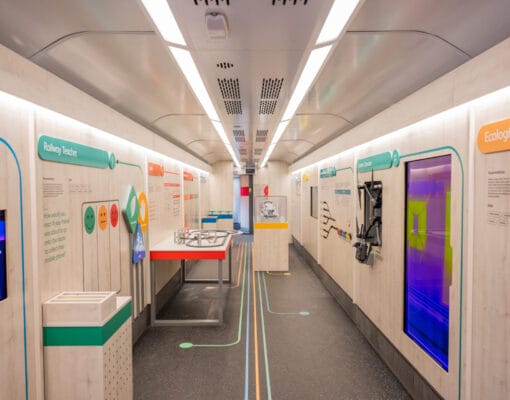 The Railway 200 Exhibition Train Your Railway Future interior carriage