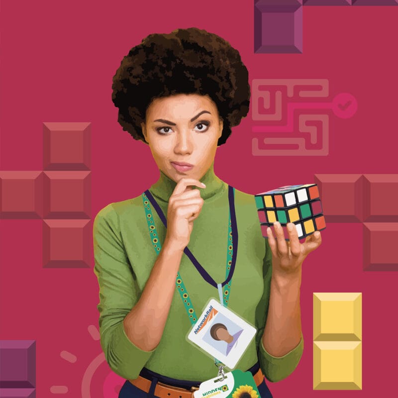 Woman holding Rubik's cube